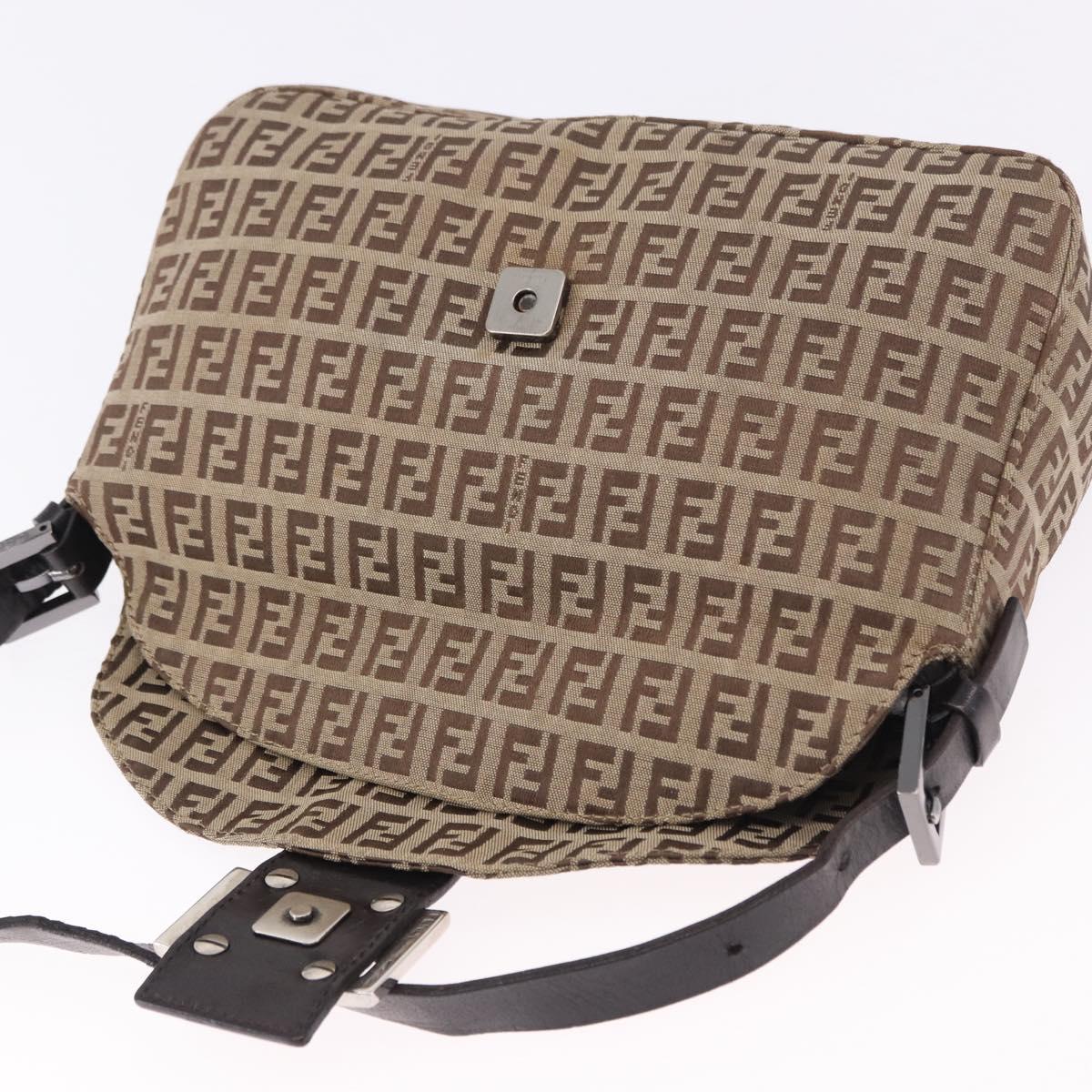 FENDI Zucchino Canvas Mamma Baguette Shoulder Bag Beige 8BR003 Auth ka5393V