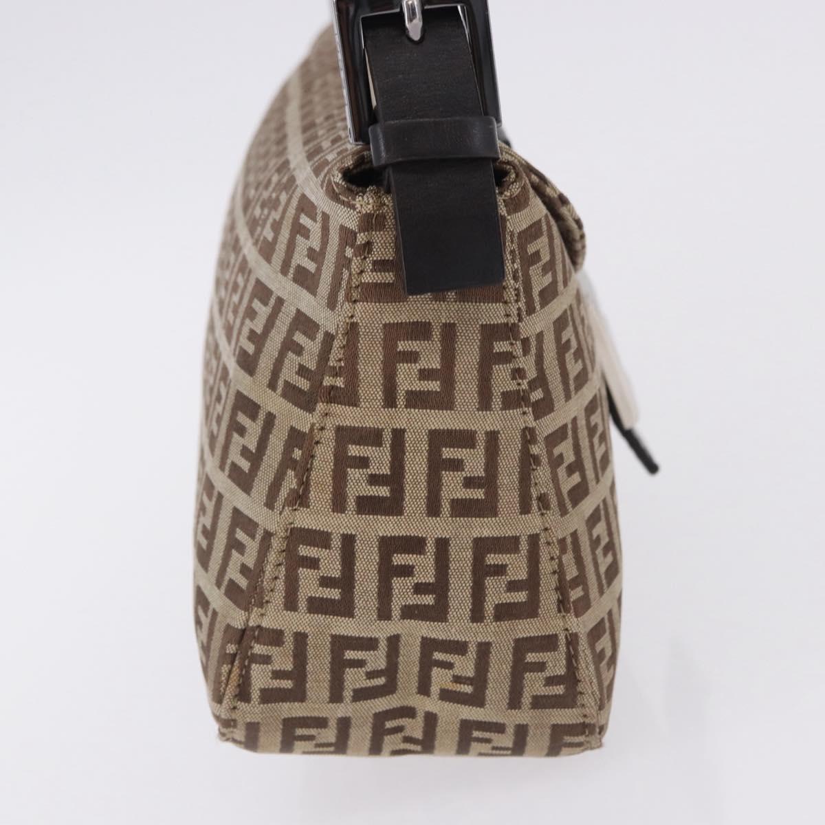FENDI Zucchino Canvas Mamma Baguette Shoulder Bag Beige 8BR003 Auth ka5393V