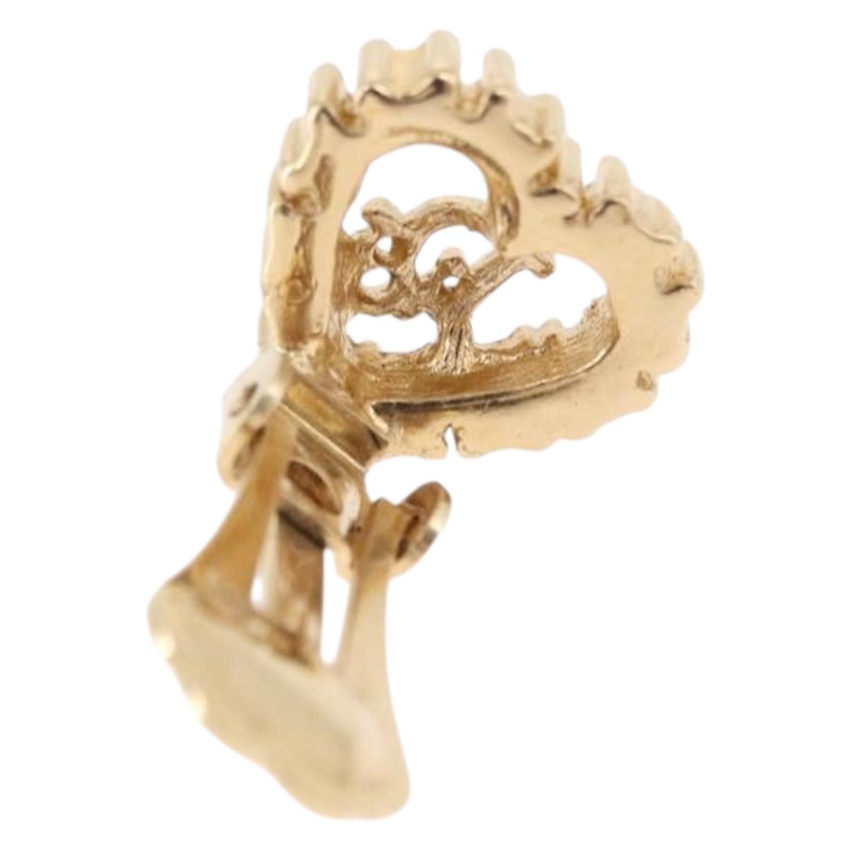Christian Dior Earring Metal Gold White Auth ka5400