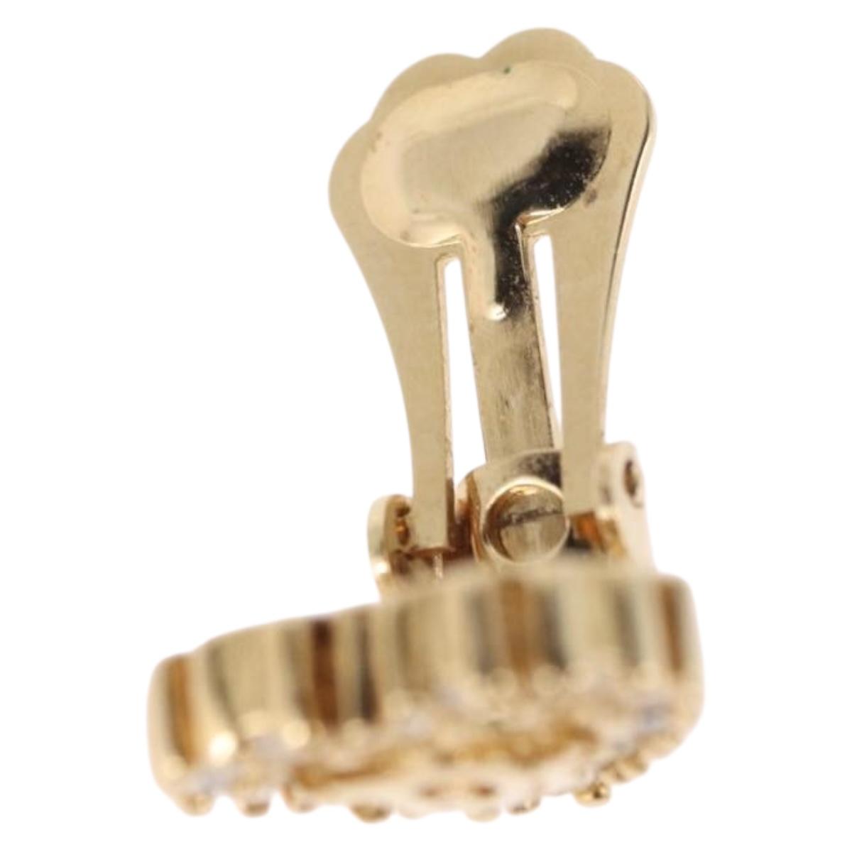 Christian Dior Earring Metal Gold White Auth ka5400