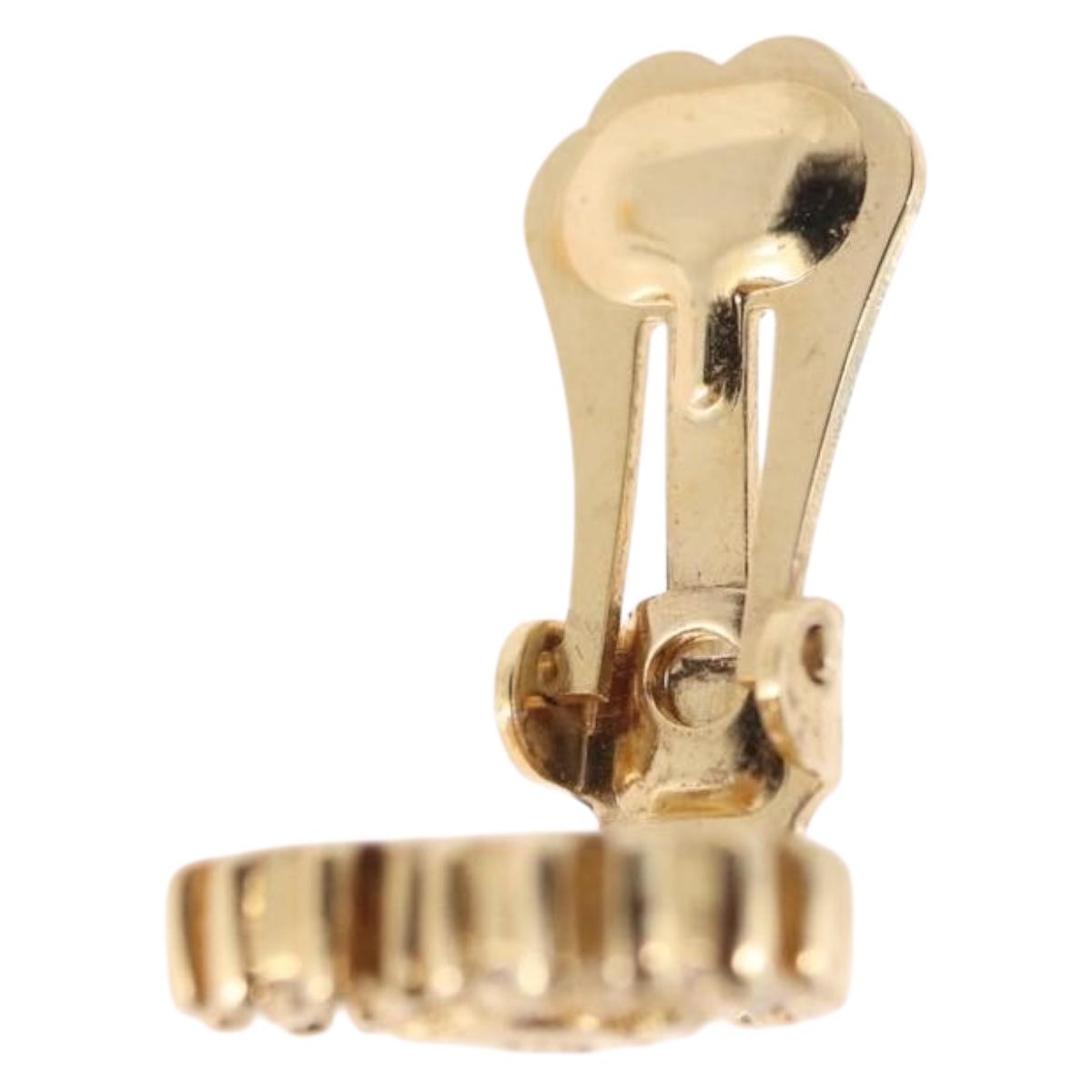 Christian Dior Earring Metal Gold White Auth ka5400