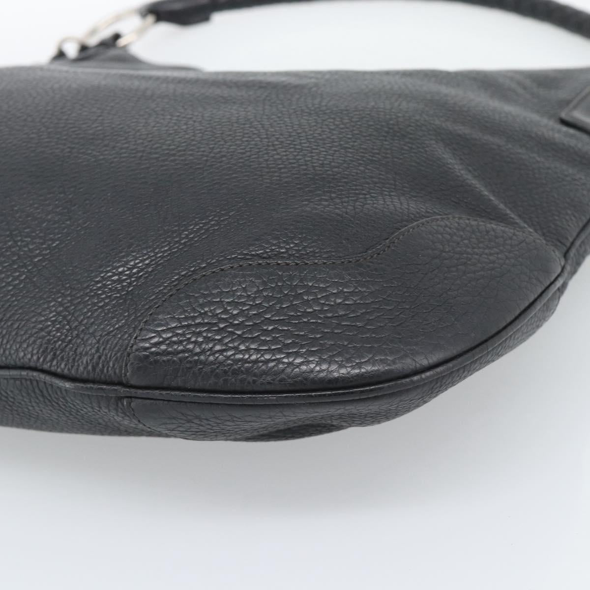 PRADA Shoulder Bag Leather Black Silver Auth ka5401V