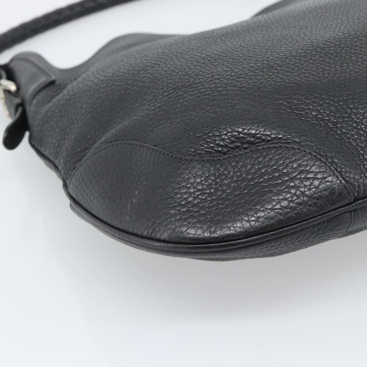 PRADA Shoulder Bag Leather Black Silver Auth ka5401V