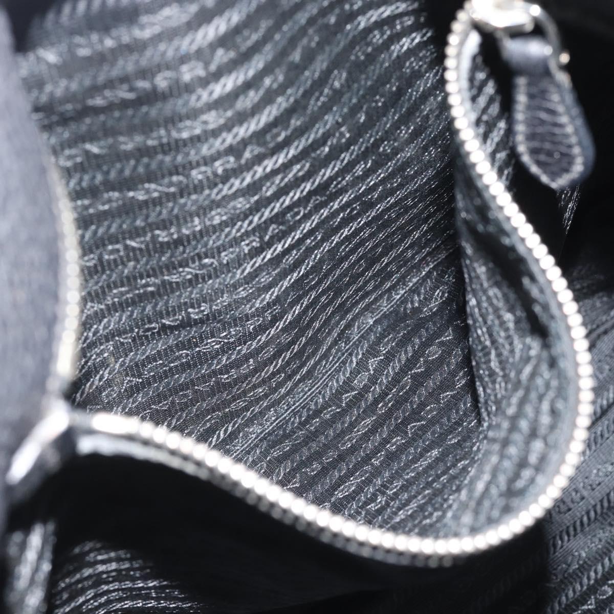 PRADA Shoulder Bag Leather Black Silver Auth ka5401V