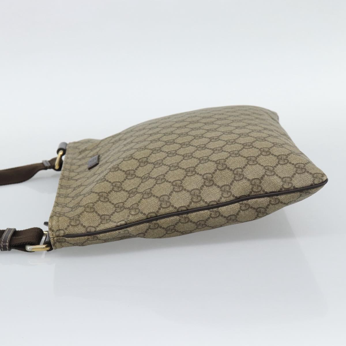 GUCCI GG Supreme Shoulder Bag PVC Leather Beige Gold Tone 201446 Auth ka5402