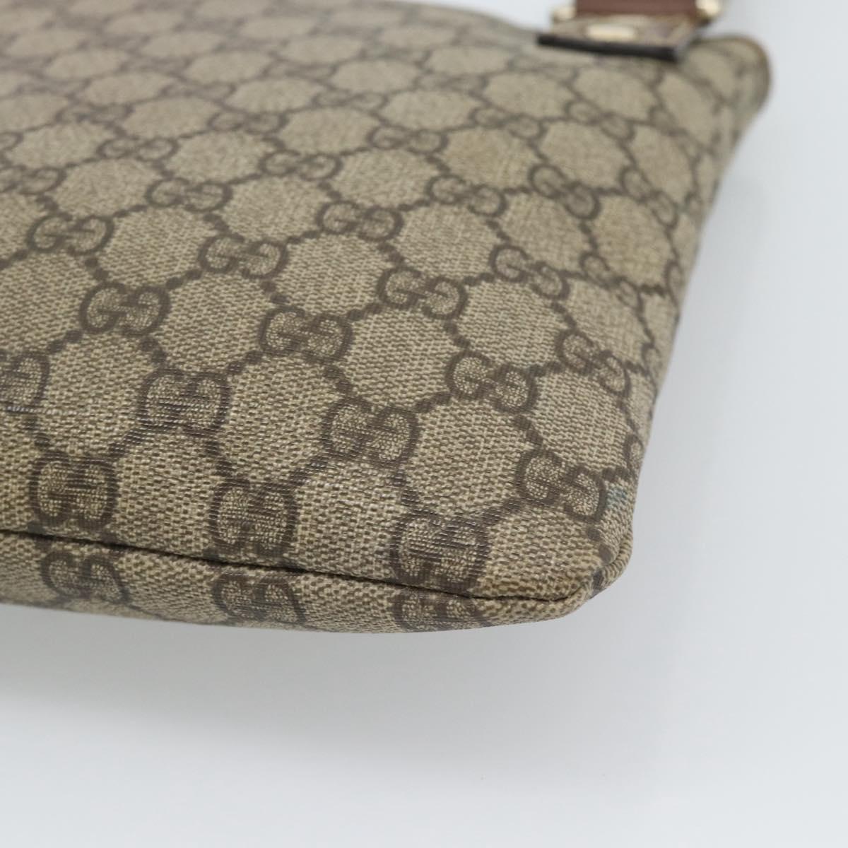 GUCCI GG Supreme Web Sherry Line Shoulder Bag PVC Beige Gold 246413 Auth ka5403