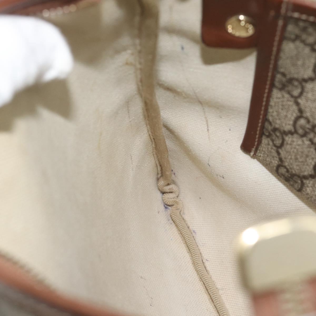 GUCCI GG Supreme Web Sherry Line Shoulder Bag PVC Beige Gold 246413 Auth ka5403