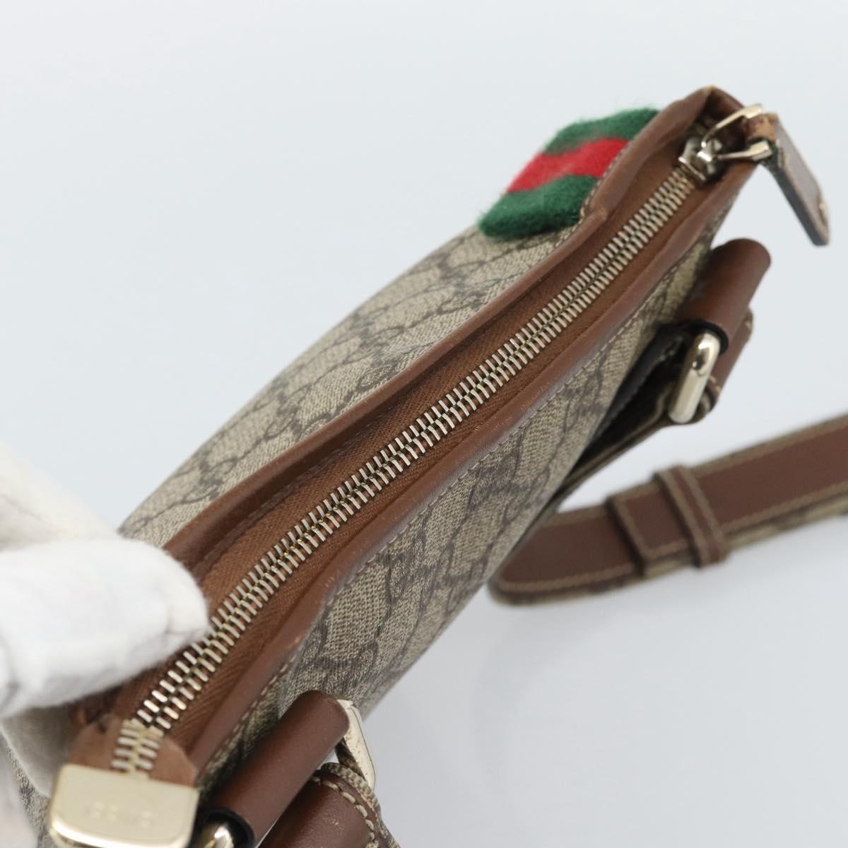 GUCCI GG Supreme Web Sherry Line Shoulder Bag PVC Beige Gold 246413 Auth ka5403
