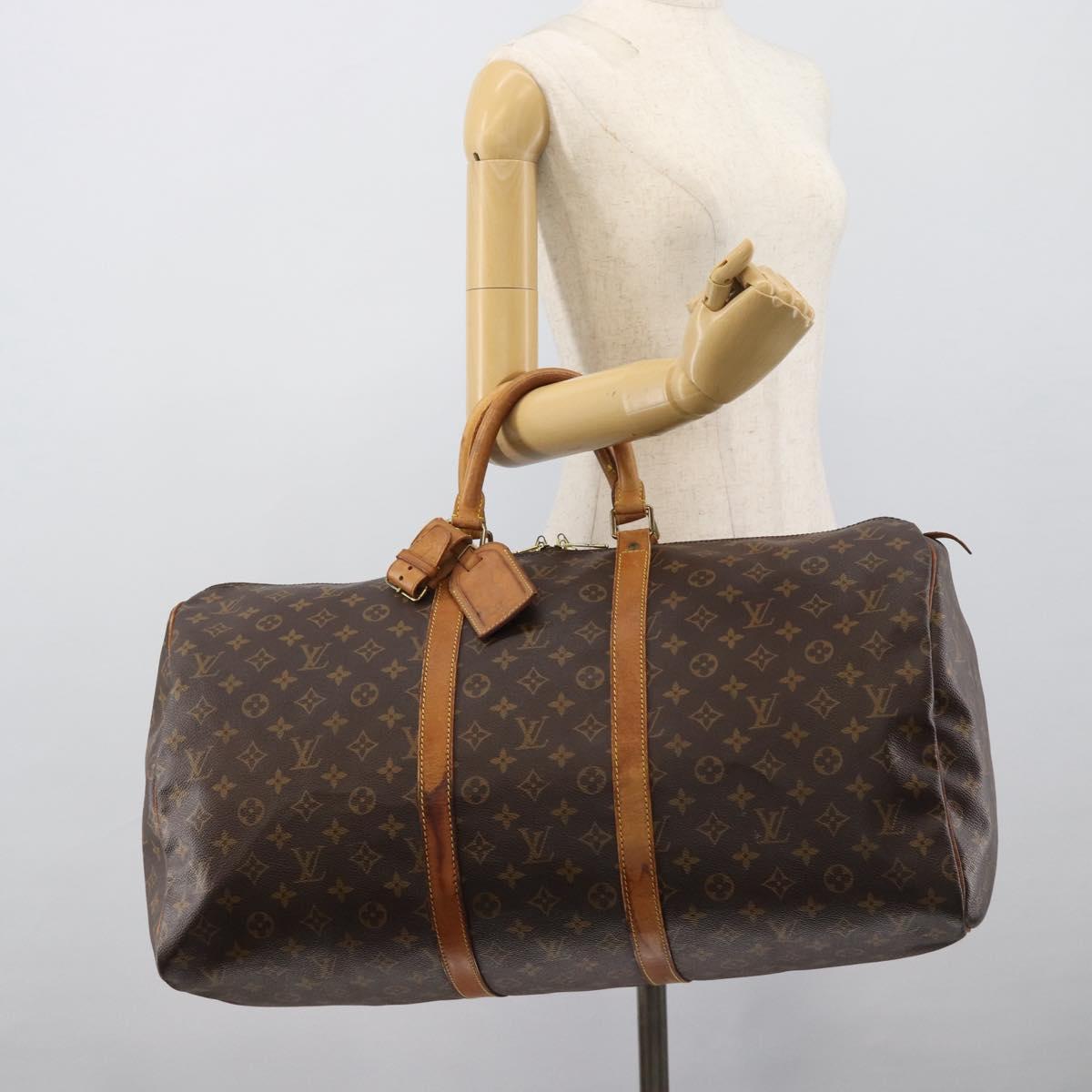 LOUIS VUITTON Monogram Keepall 55 Boston Bag M41424 LV Auth ka5404