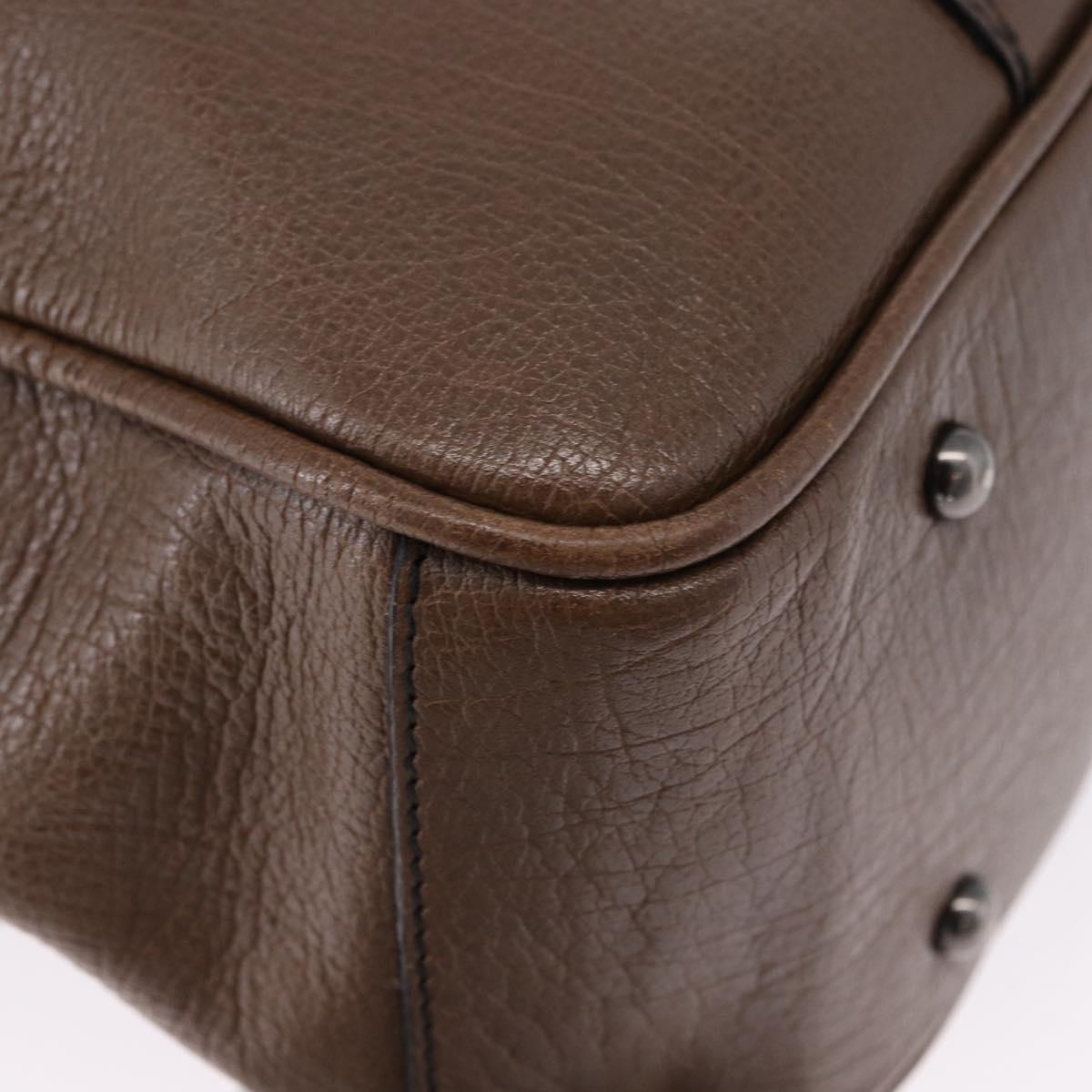 BURBERRY Tote Bag Leather 2way Brown Silver Auth ka5407