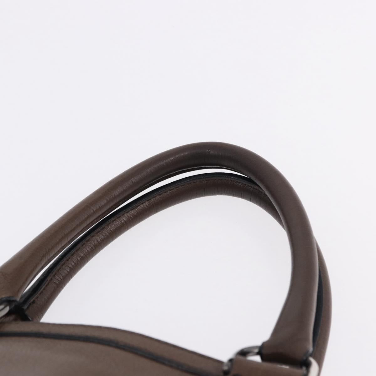 BURBERRY Tote Bag Leather 2way Brown Silver Auth ka5407