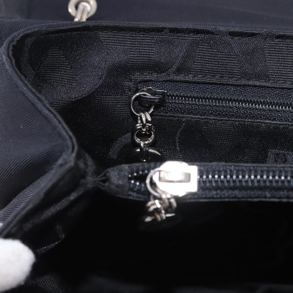 Salvatore Ferragamo Vala Hand Bag Canvas Black Silver Auth ka5410