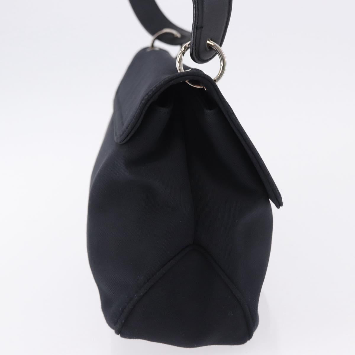 Salvatore Ferragamo Vala Hand Bag Canvas Black Silver Auth ka5410