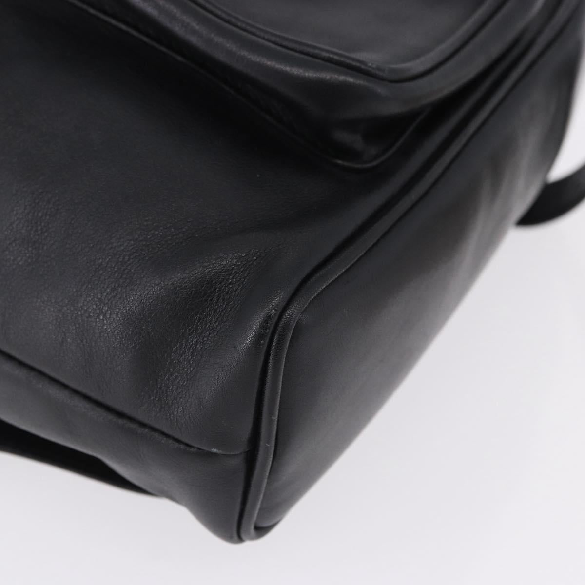 GUCCI Bamboo Backpack Leather Black Gold Tone 003 1705 0030 Auth ka5411A
