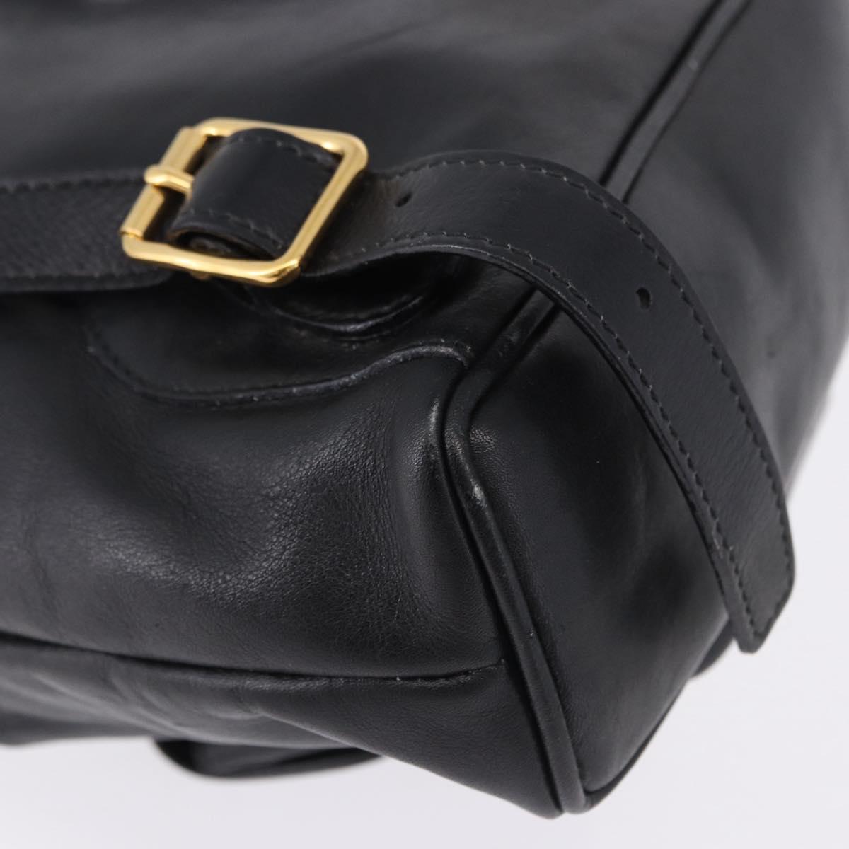 GUCCI Bamboo Backpack Leather Black Gold Tone 003 1705 0030 Auth ka5411A