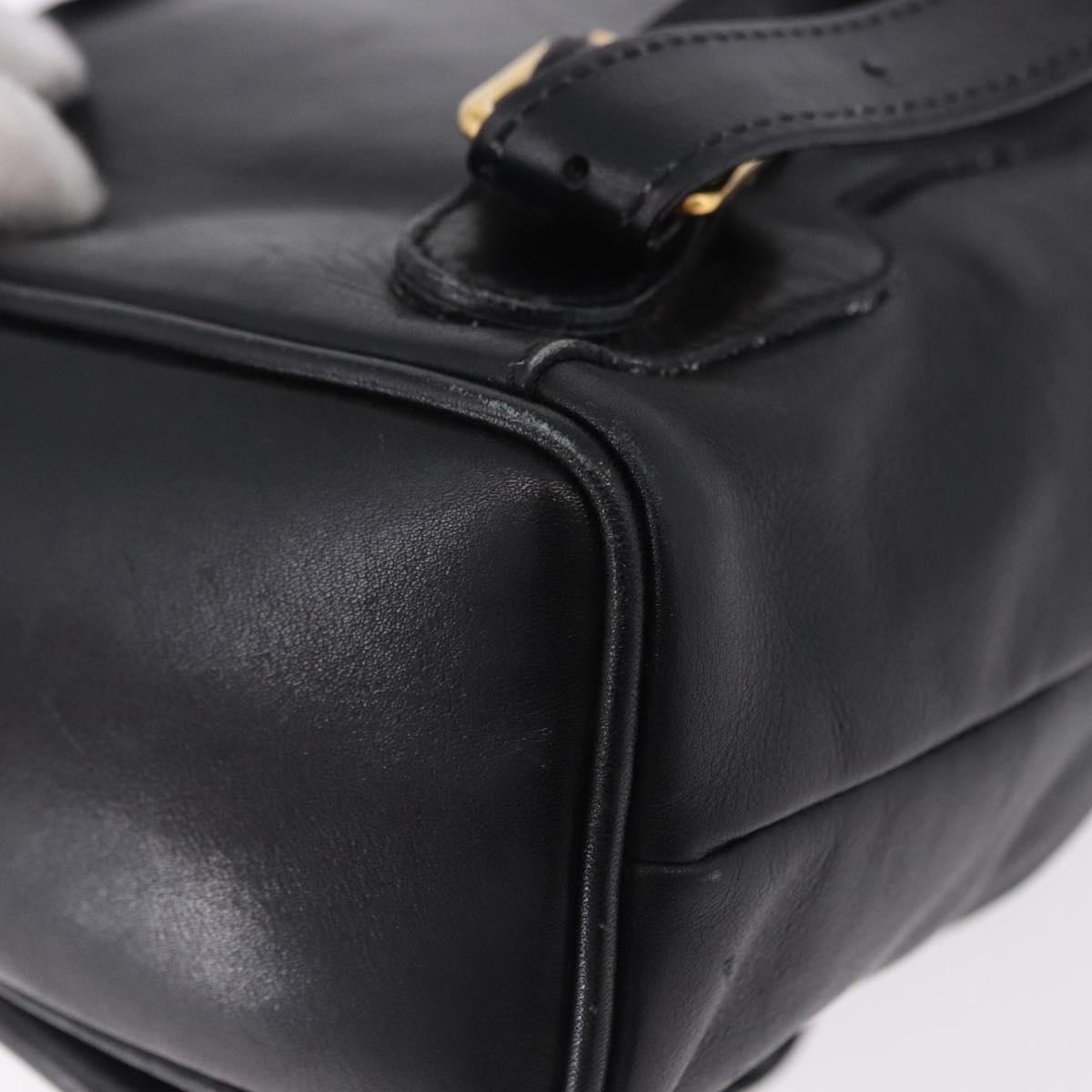 GUCCI Bamboo Backpack Leather Black Gold Tone 003 1705 0030 Auth ka5411A