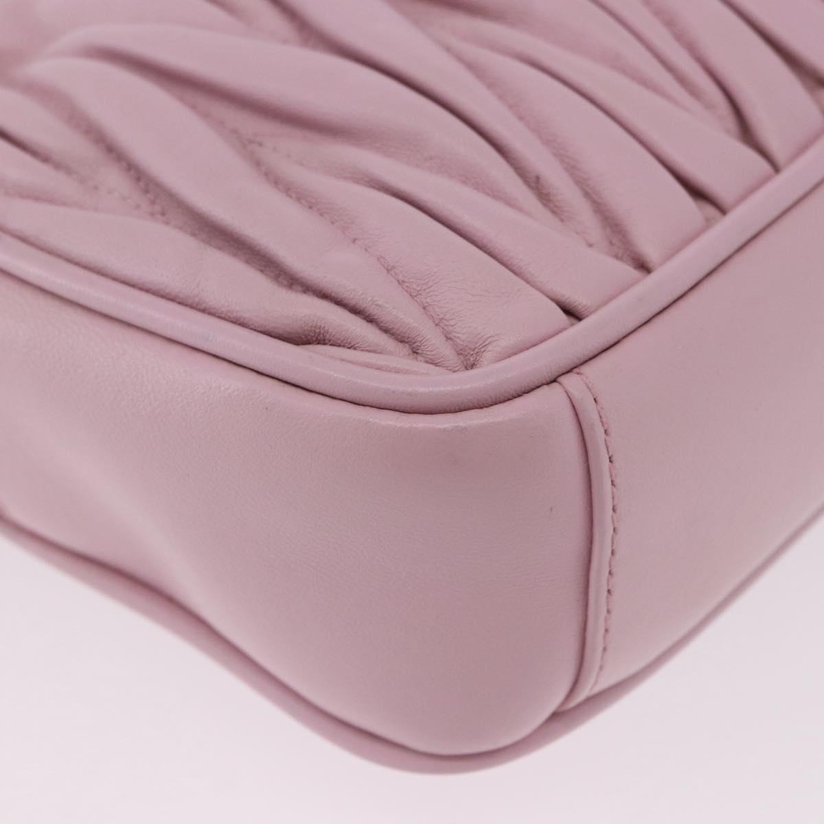 Miu Miu Matelasse Shoulder Bag Leather Pink Gold Tone Auth ka5413V