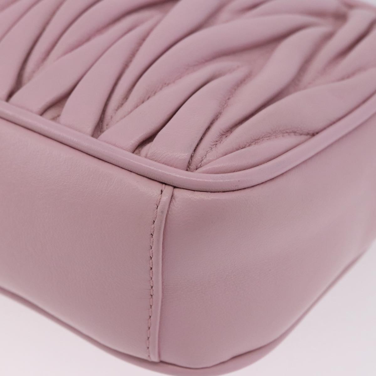 Miu Miu Matelasse Shoulder Bag Leather Pink Gold Tone Auth ka5413V