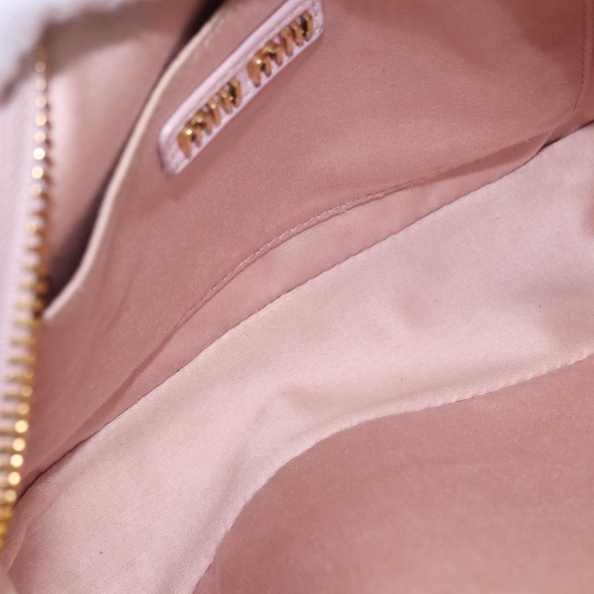 Miu Miu Matelasse Shoulder Bag Leather Pink Gold Tone Auth ka5413V