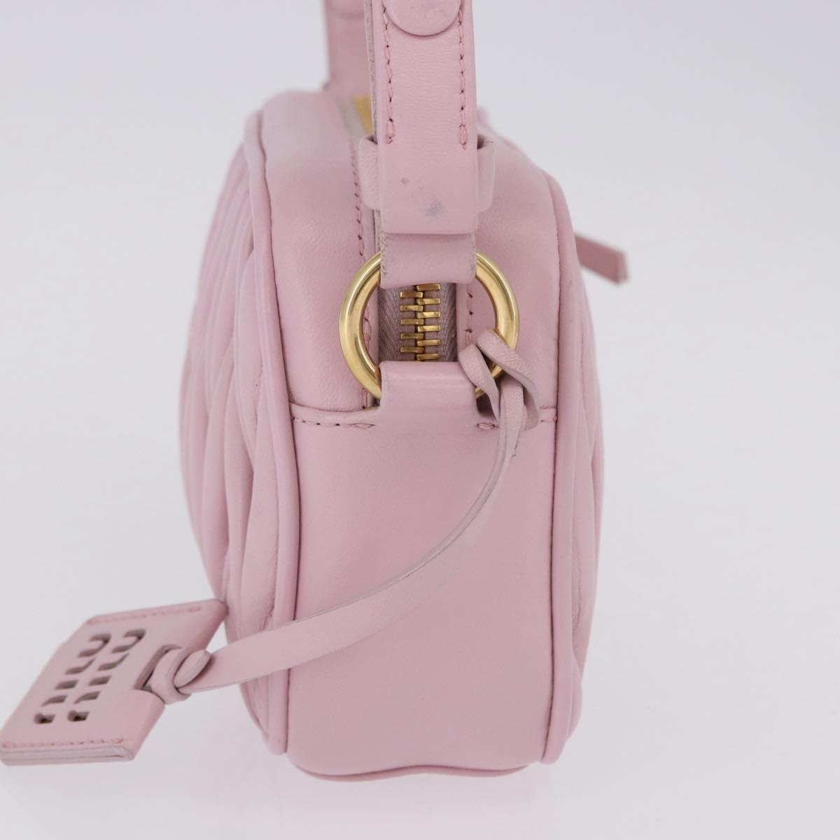 Miu Miu Matelasse Shoulder Bag Leather Pink Gold Tone Auth ka5413V