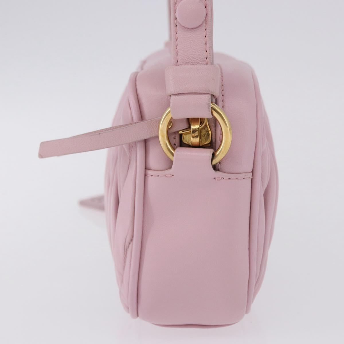 Miu Miu Matelasse Shoulder Bag Leather Pink Gold Tone Auth ka5413V