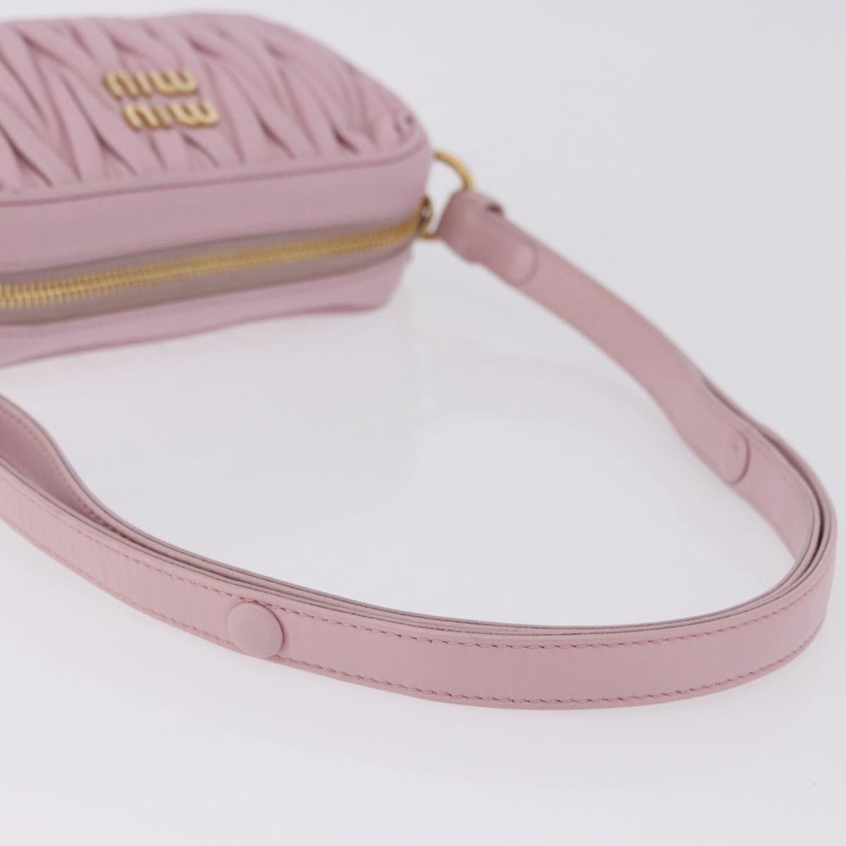 Miu Miu Matelasse Shoulder Bag Leather Pink Gold Tone Auth ka5413V