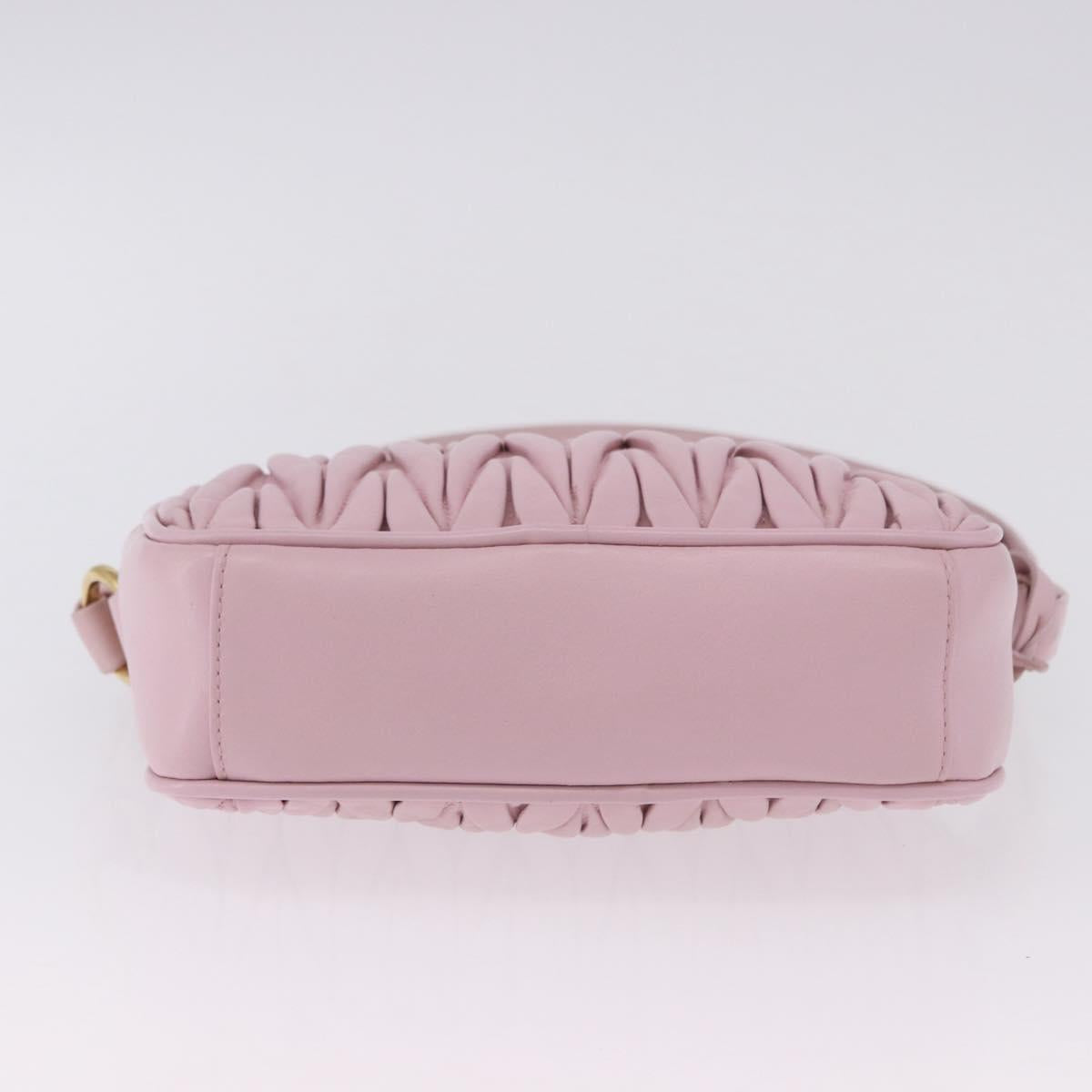 Miu Miu Matelasse Shoulder Bag Leather Pink Gold Tone Auth ka5413V