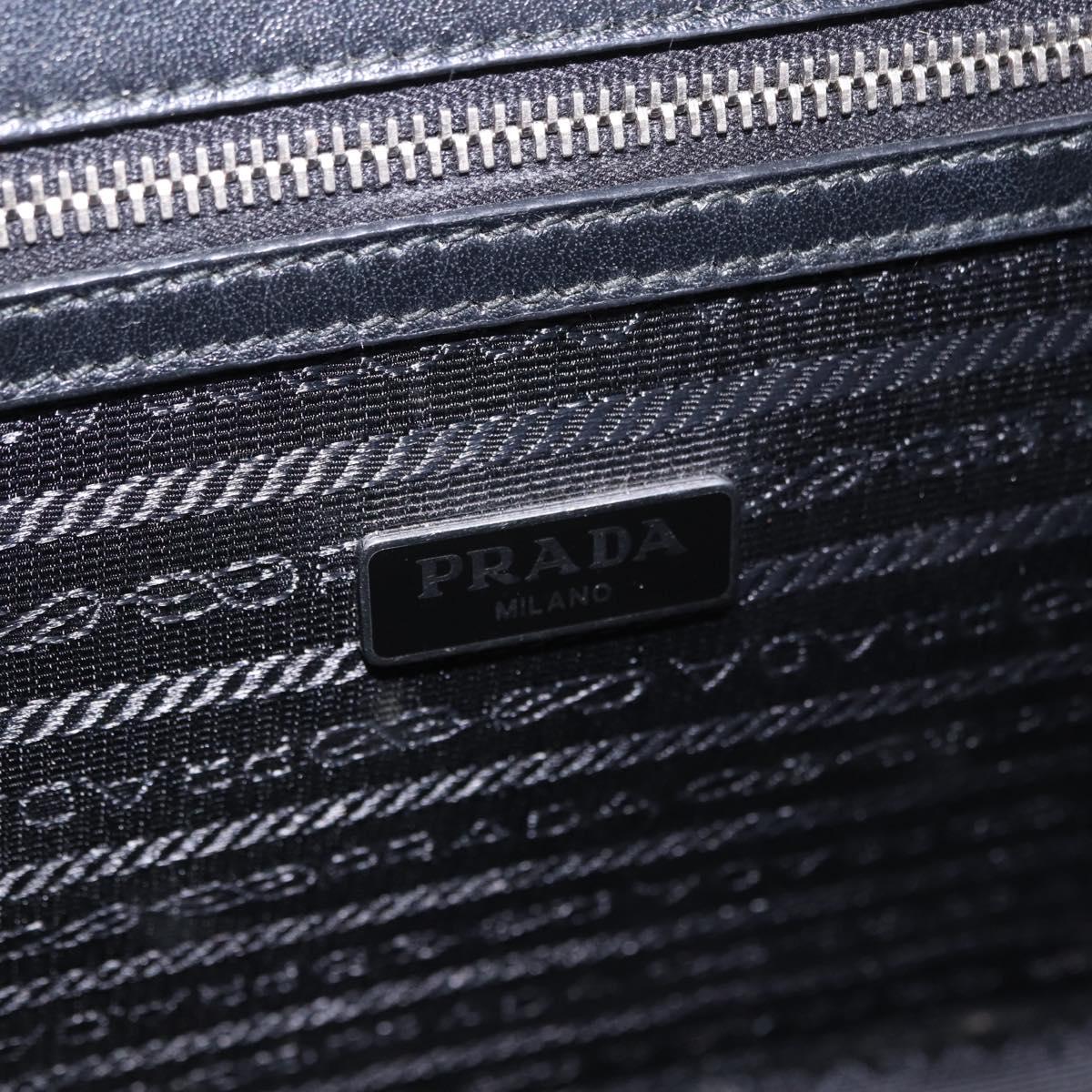 PRADA Chain Shoulder Bag Safiano leather Black Silver Auth ka5415