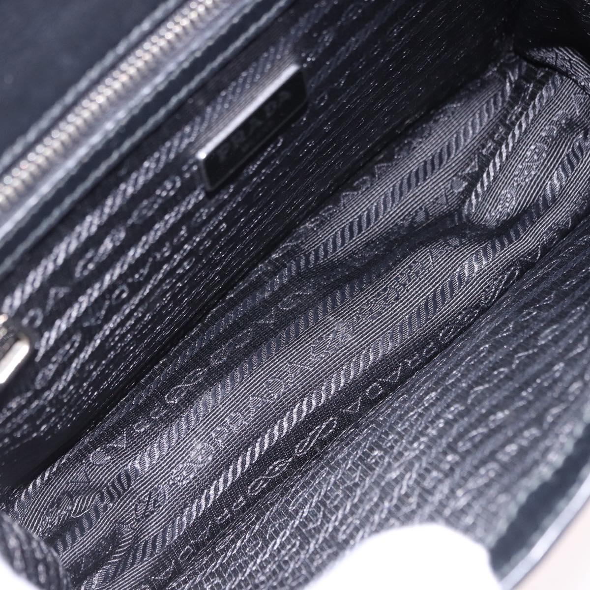 PRADA Chain Shoulder Bag Safiano leather Black Silver Auth ka5415