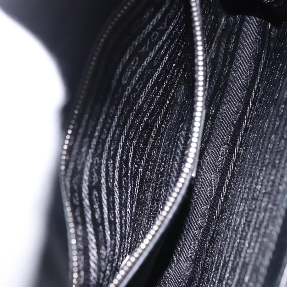 PRADA Chain Shoulder Bag Safiano leather Black Silver Auth ka5415