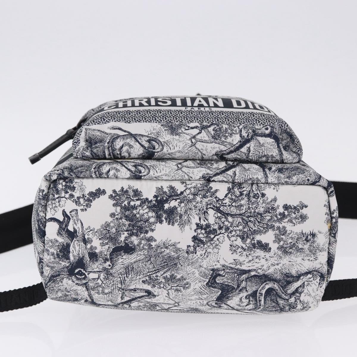 Christian Dior Toile de Jouy Backpack Nylon Navy White Auth ka5416M
