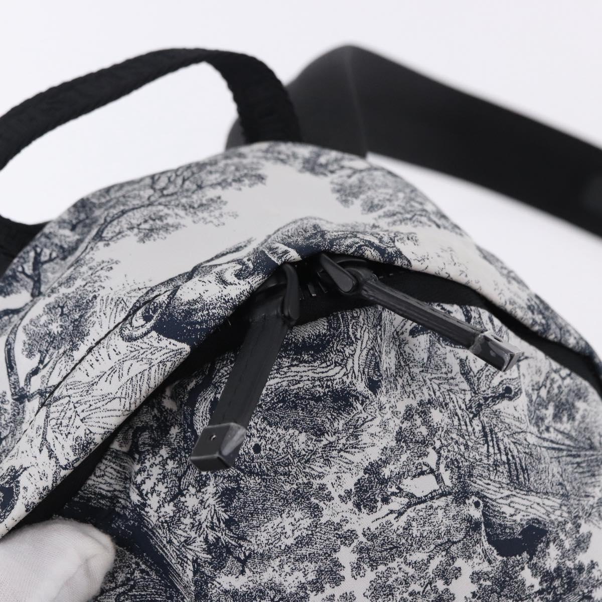 Christian Dior Toile de Jouy Backpack Nylon Navy White Auth ka5416M