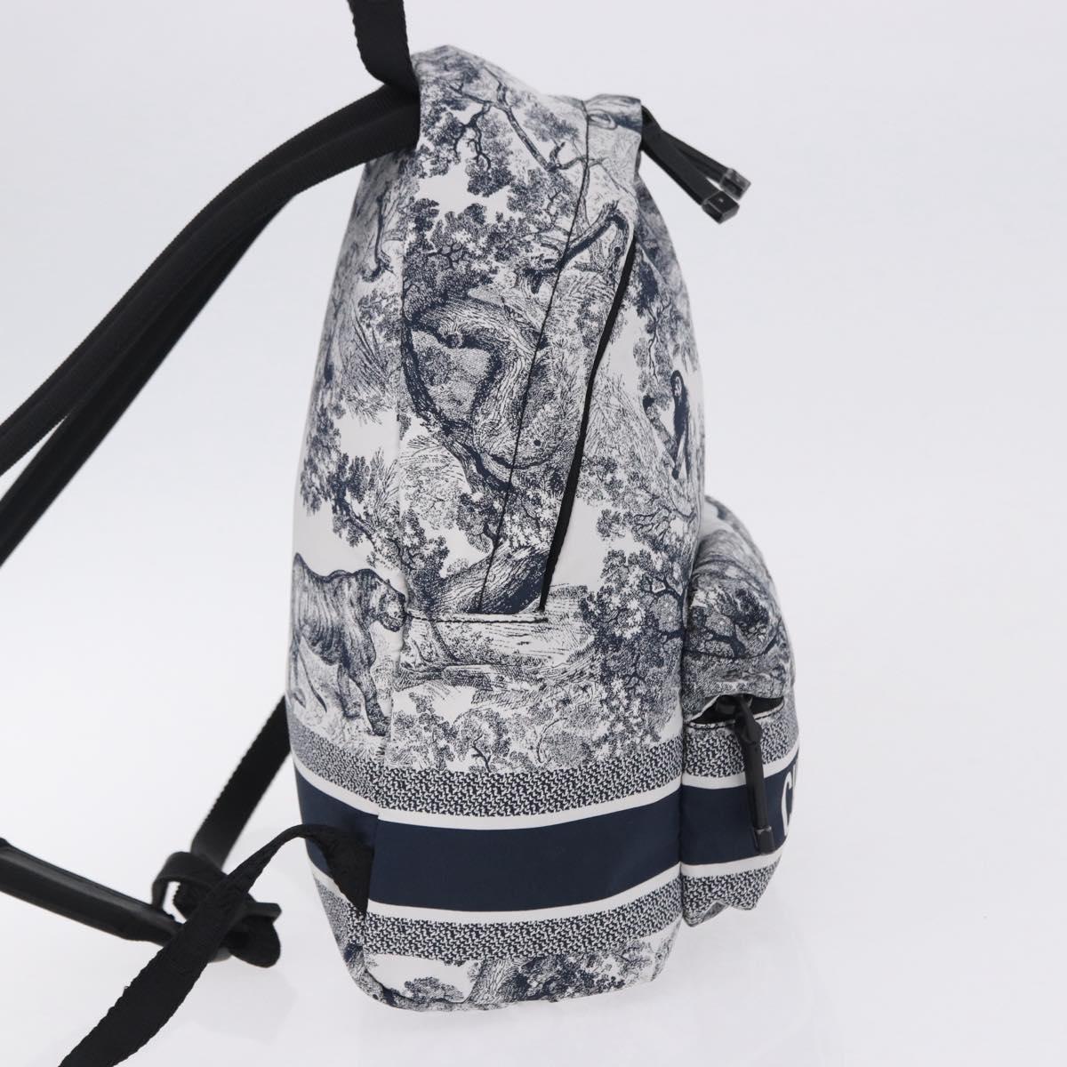 Christian Dior Toile de Jouy Backpack Nylon Navy White Auth ka5416M