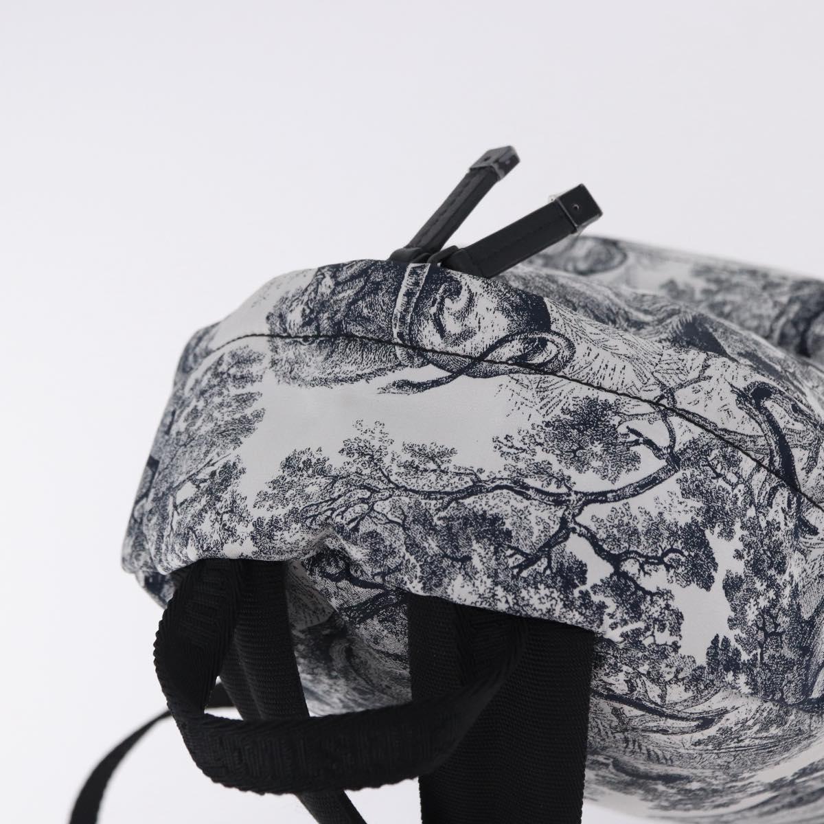 Christian Dior Toile de Jouy Backpack Nylon Navy White Auth ka5416M