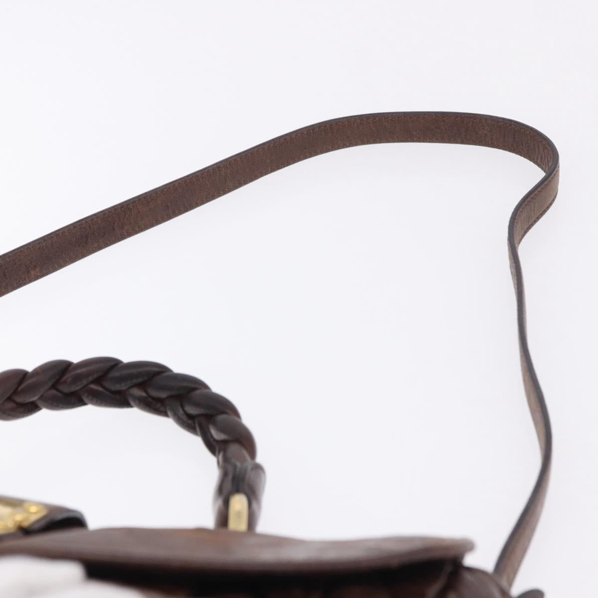 Miu Miu Matelasse Hand Bag Leather 2way Brown Gold Tone Auth ka5417