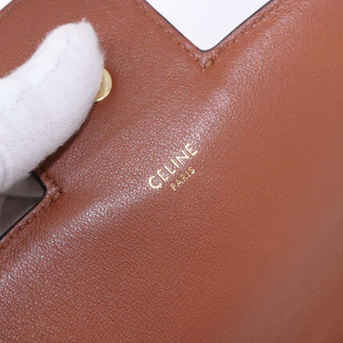 CELINE Chain Shoulder Bag Canvas Beige Gold Tone Auth ka5419V