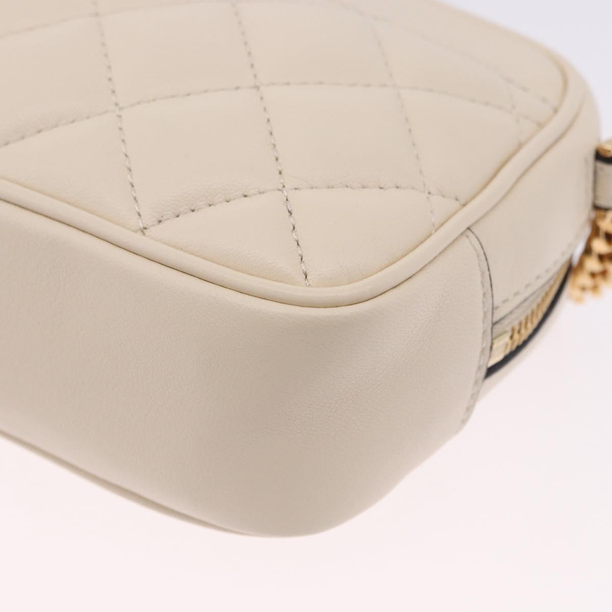 VERSACE Chain Shoulder Bag Leather Ivory Gold Tone Auth ka5420V