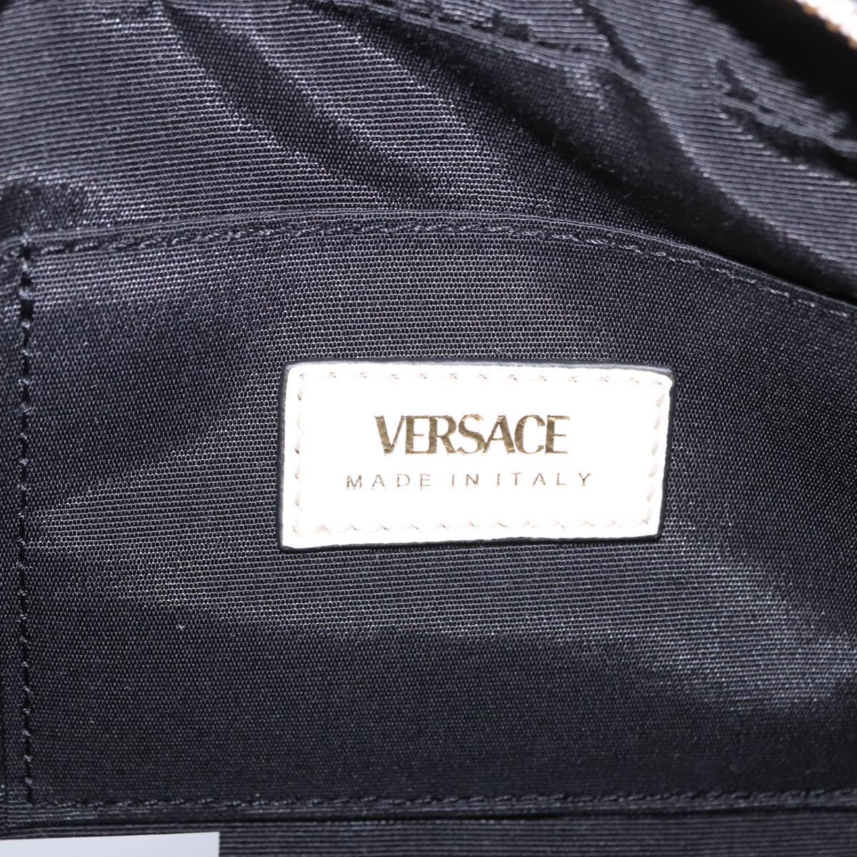 VERSACE Chain Shoulder Bag Leather Ivory Gold Tone Auth ka5420V