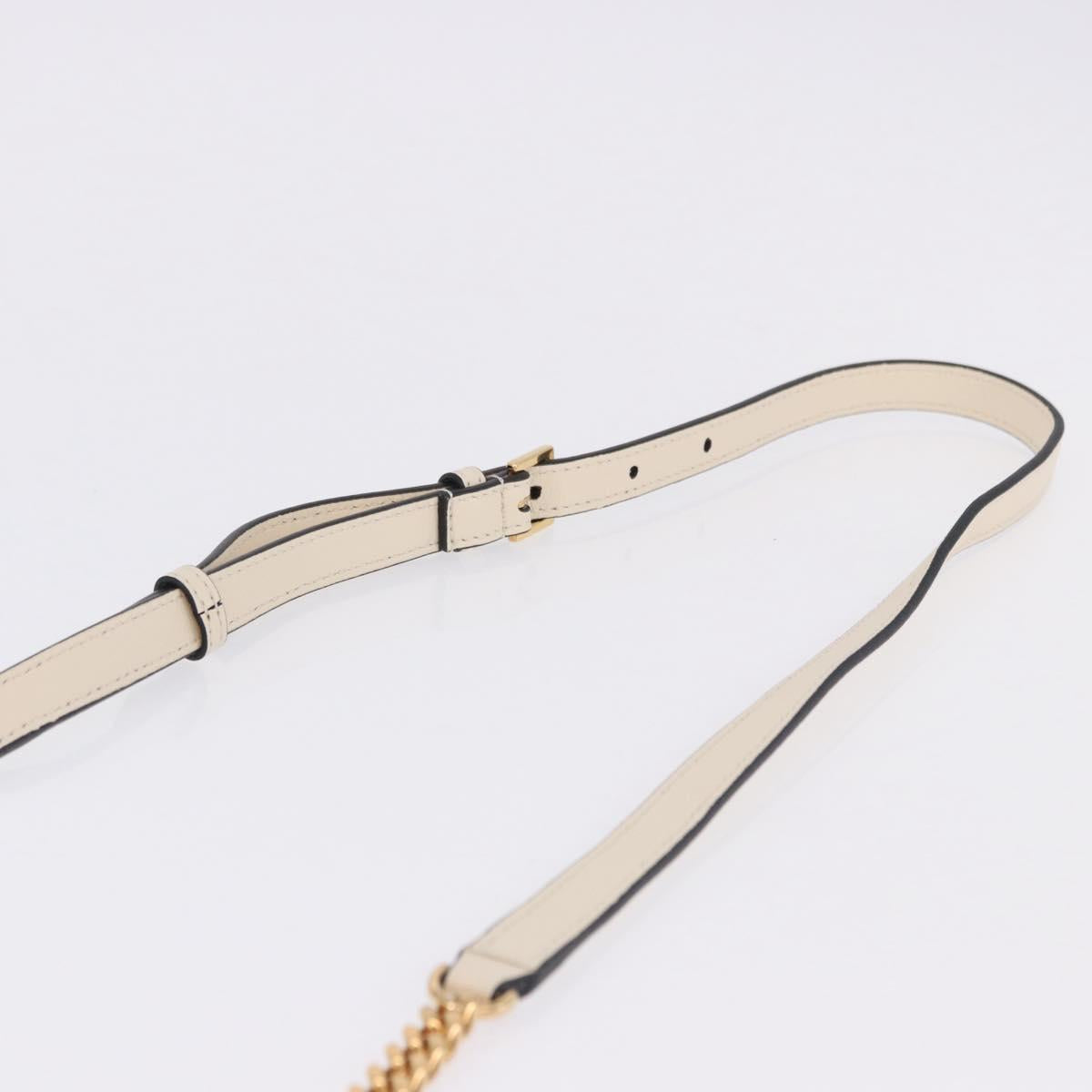 VERSACE Chain Shoulder Bag Leather Ivory Gold Tone Auth ka5420V