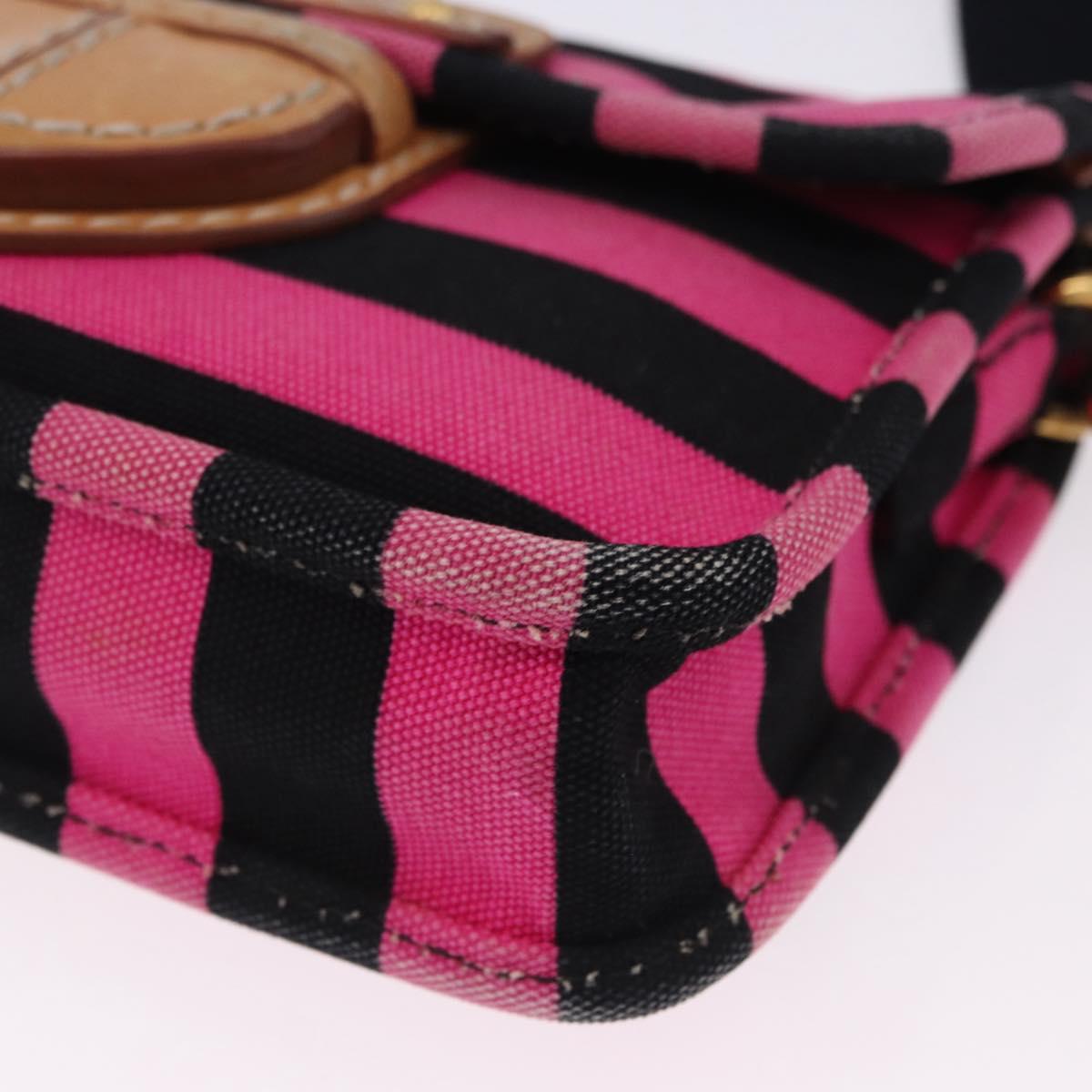 PRADA Shoulder Bag Canvas Pink Black Auth ka5421