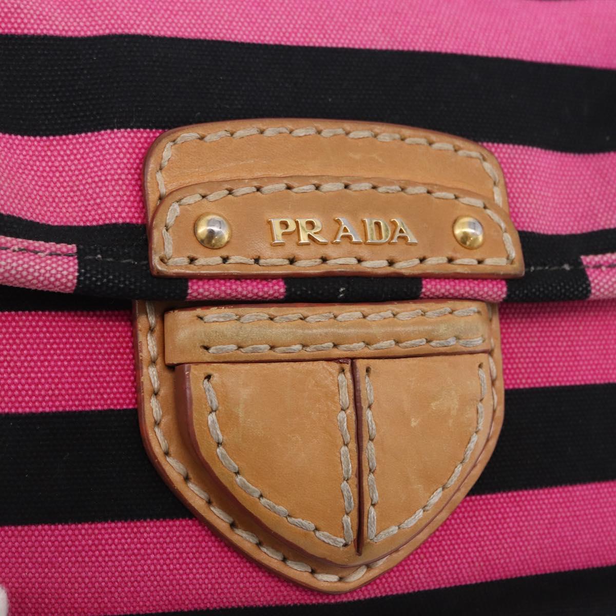 PRADA Shoulder Bag Canvas Pink Black Auth ka5421