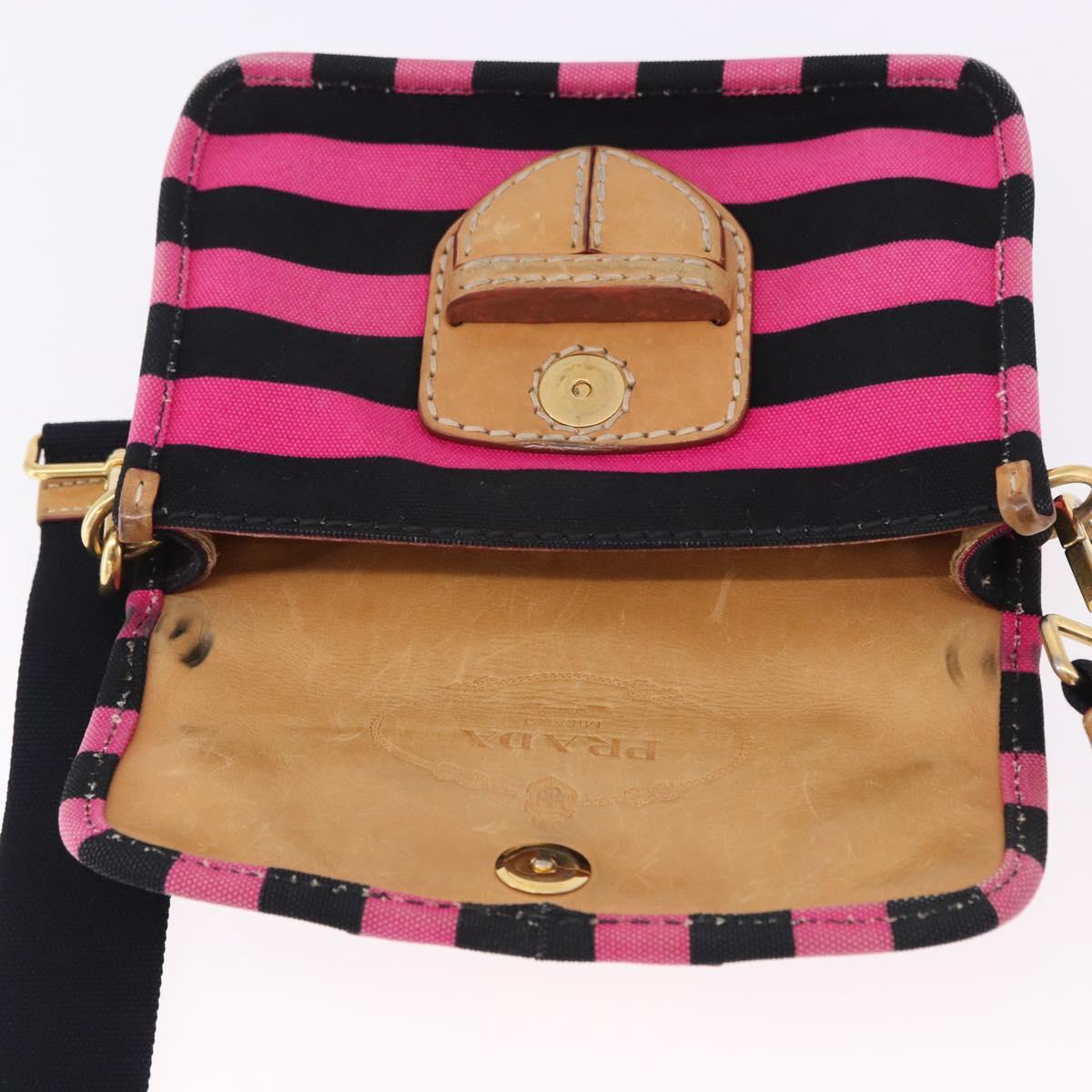 PRADA Shoulder Bag Canvas Pink Black Auth ka5421