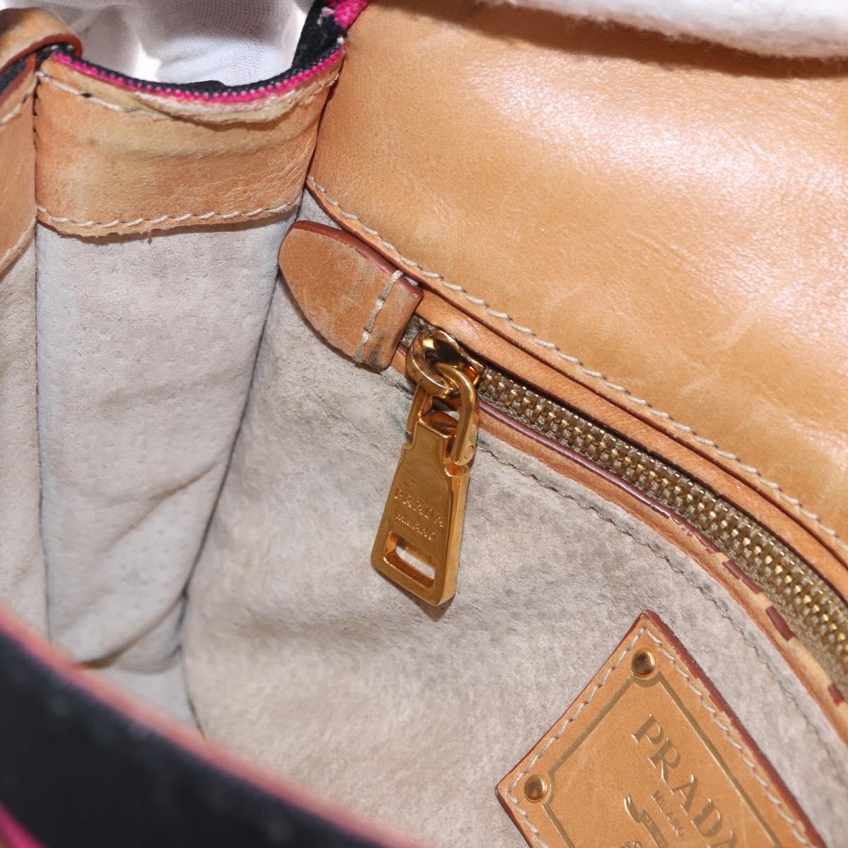 PRADA Shoulder Bag Canvas Pink Black Auth ka5421