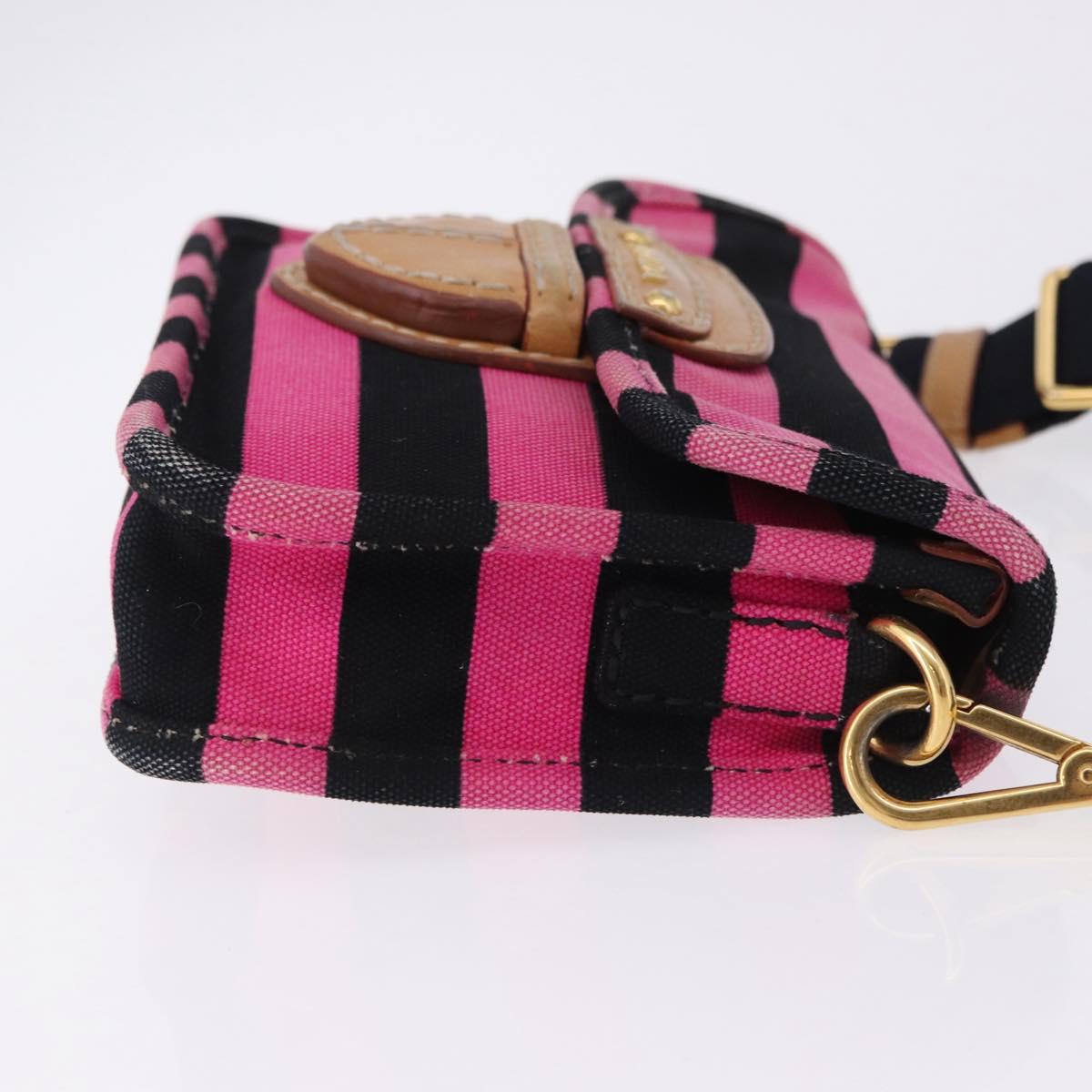 PRADA Shoulder Bag Canvas Pink Black Auth ka5421