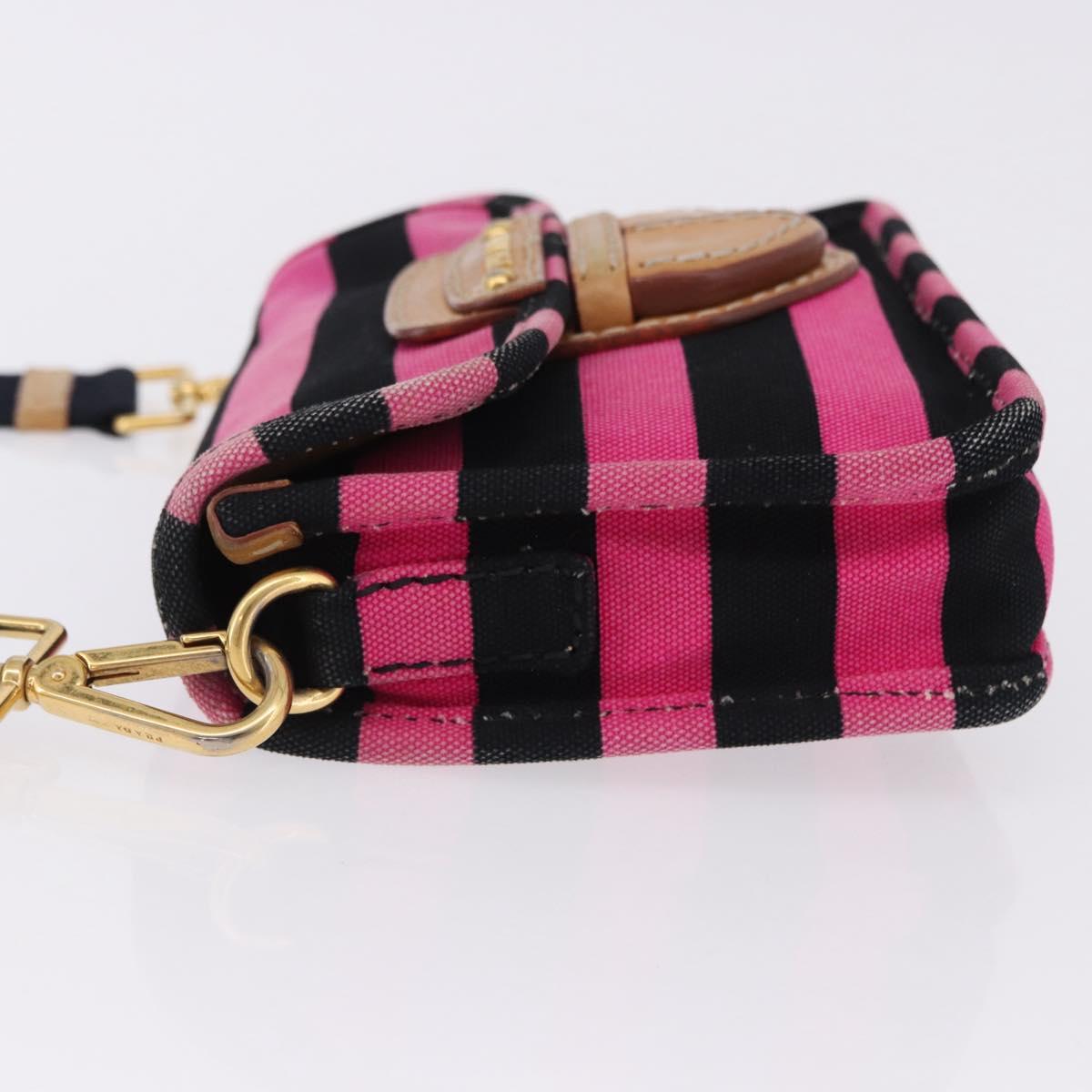 PRADA Shoulder Bag Canvas Pink Black Auth ka5421