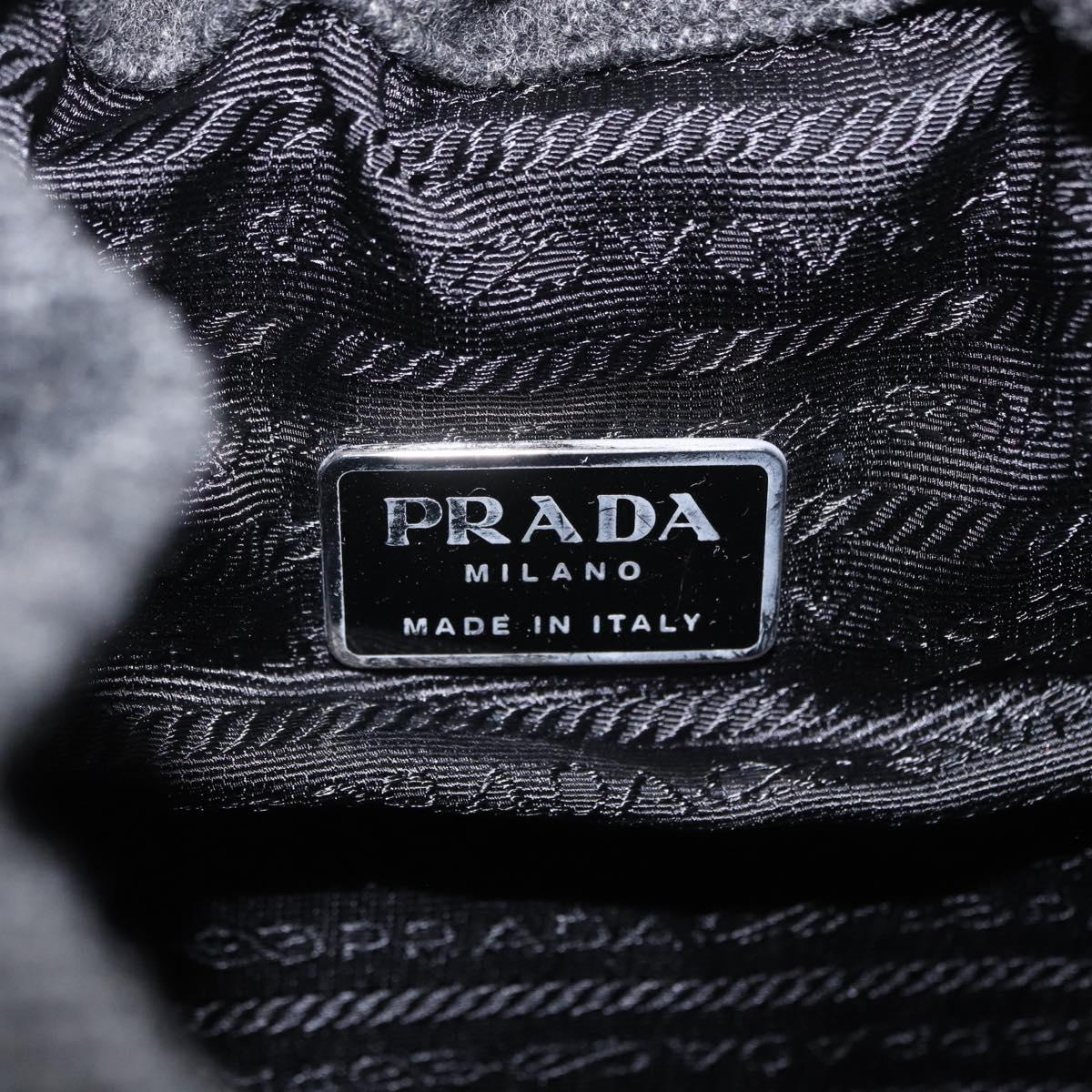 PRADA Backpack Wool Gray Silver Auth ka5422V