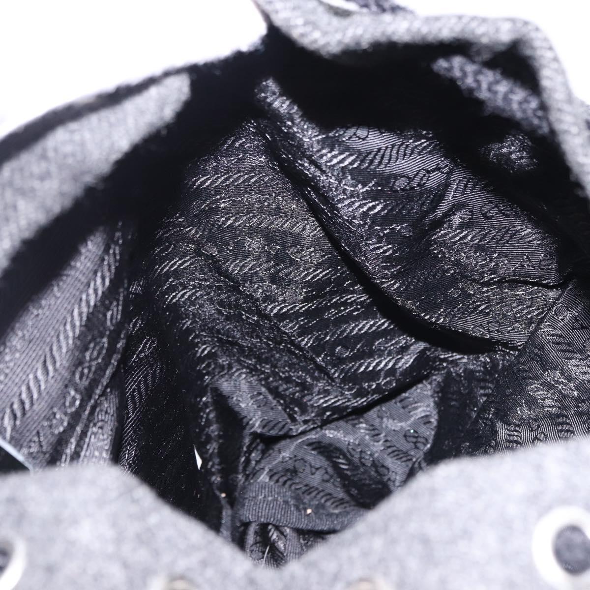 PRADA Backpack Wool Gray Silver Auth ka5422V