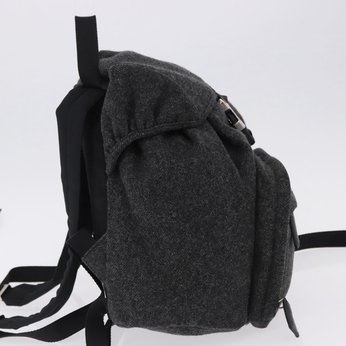 PRADA Backpack Wool Gray Silver Auth ka5422V