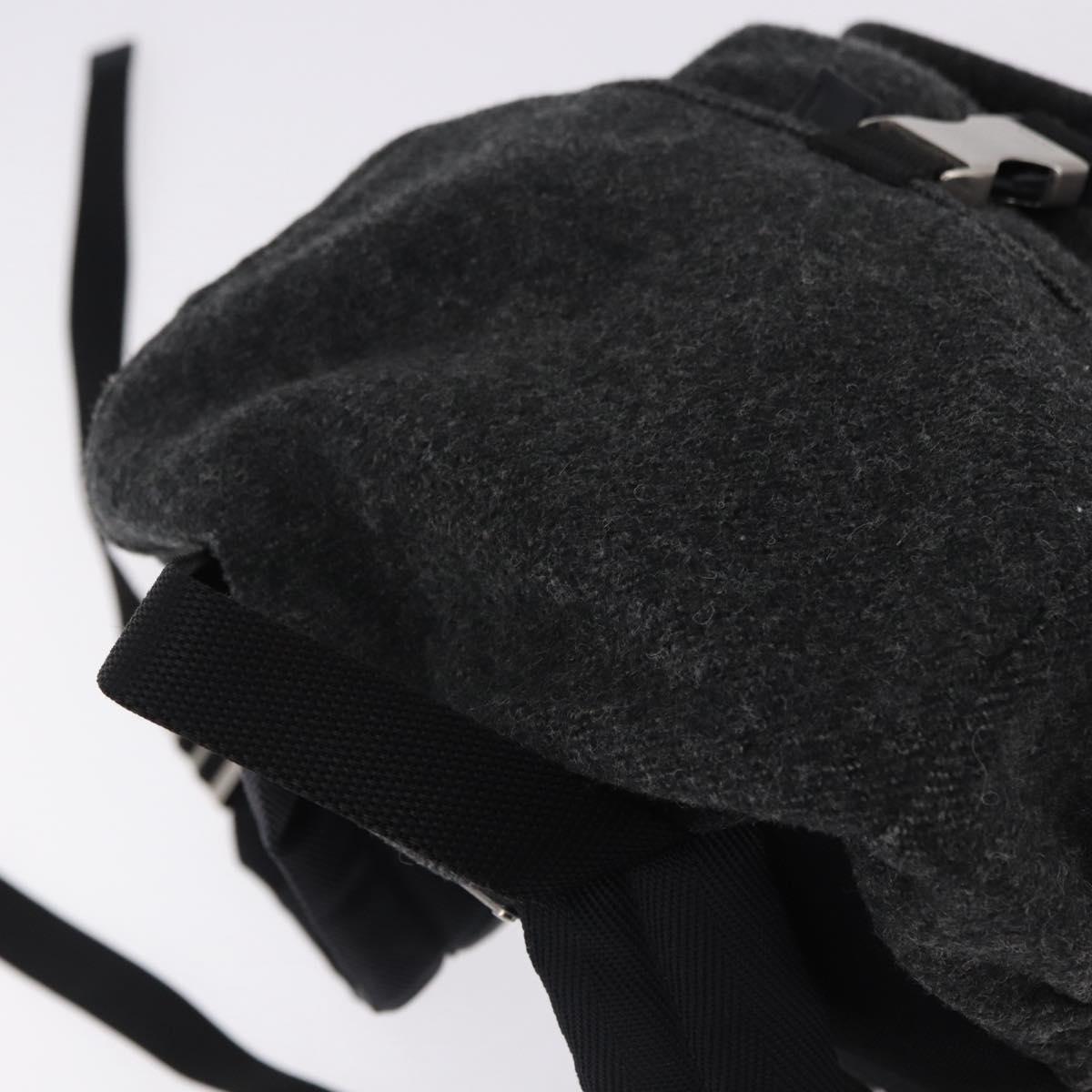 PRADA Backpack Wool Gray Silver Auth ka5422V