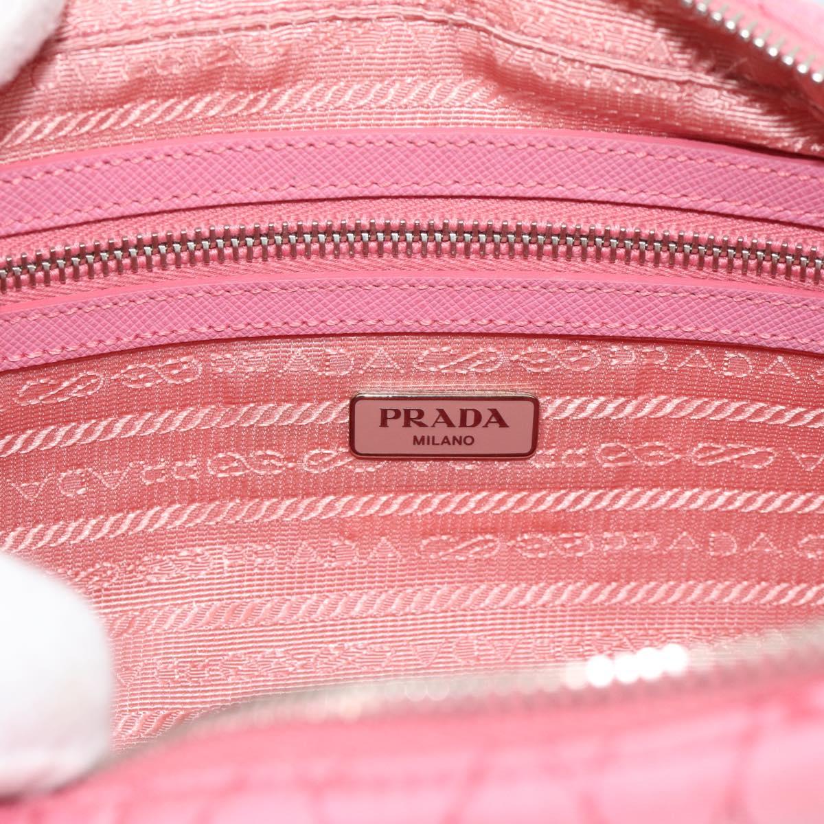 PRADA Chain Hand Bag Nylon 2way Pink Silver Auth ka5423A